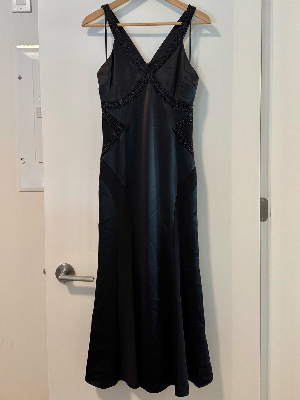 Precis Petite Black Beaded Maxi Formal Evening Gown – Size 8